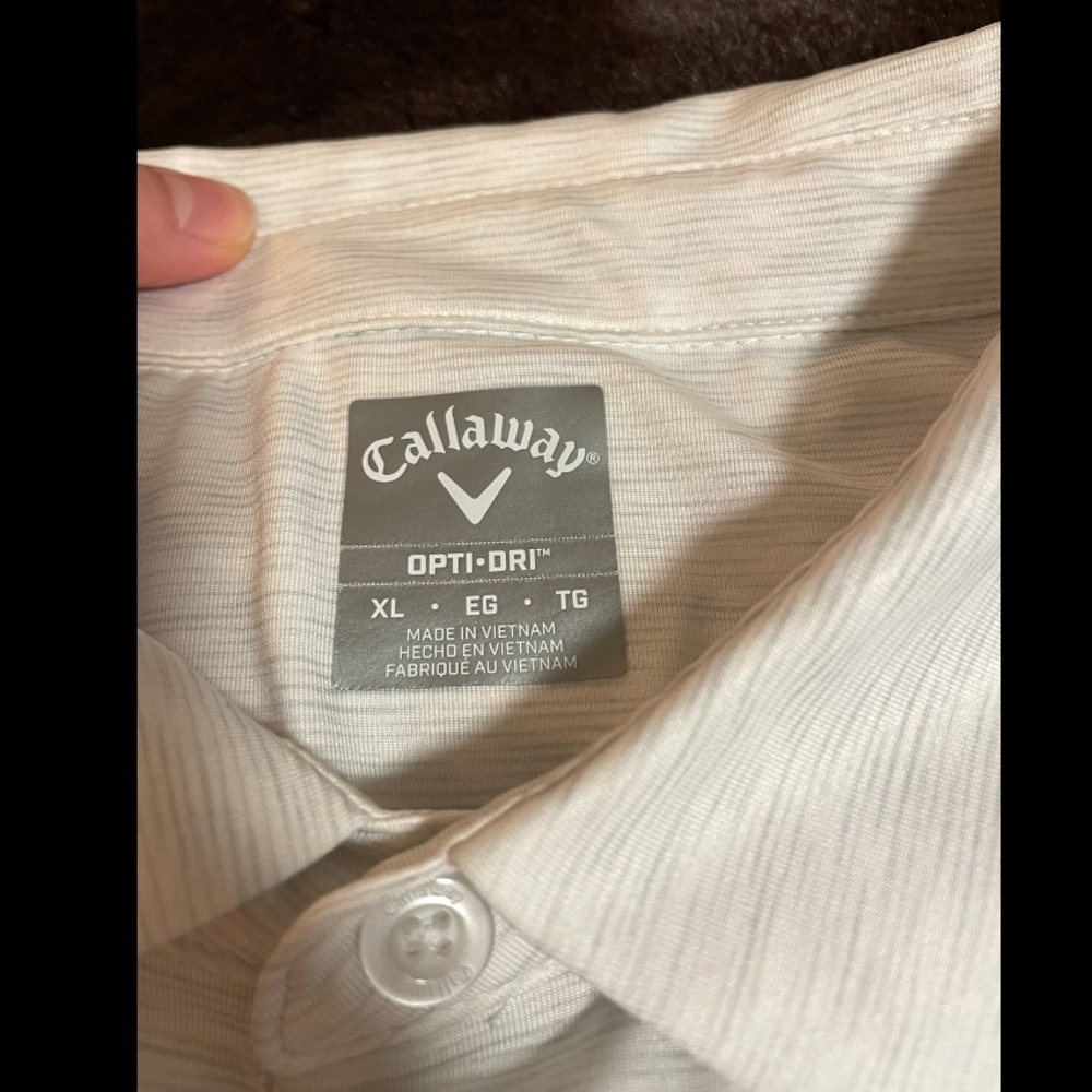 NWOT Callaway Polo Shirt Men XL White Gray Stripe Opti Dri Fit Golf Short Sleeve - Picture 5 of 7